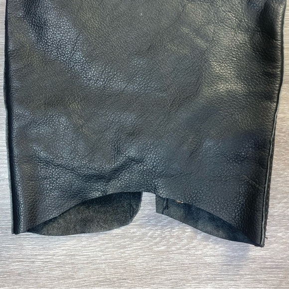 UNIK Leather Motorcycle Chaps L/XL Genuine Black Cowhide Western Concho - Picture 5 of 16